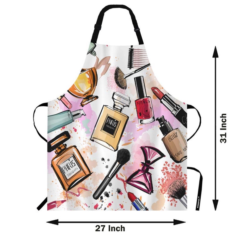 WONDERTIFY Cosmetics Apron,Women Cosmetics Perfume Lipstick Series Bib Apron with Adjustable Neck for Men Women,Suitable for Home Kitchen Cooking Waitress Chef Grill Bistro Baking BBQ Apron - Image 3